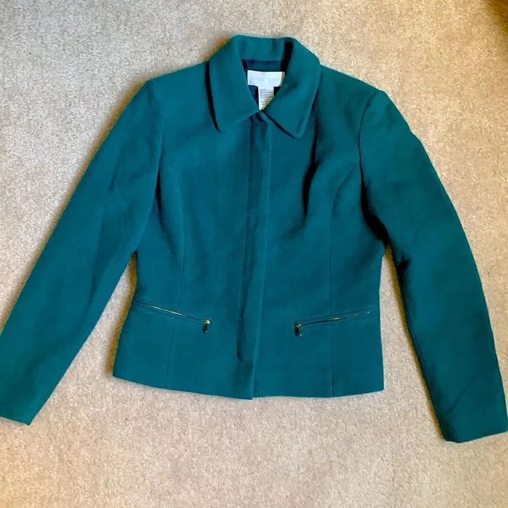 Casual Corner size 2 women's teal wool jacket